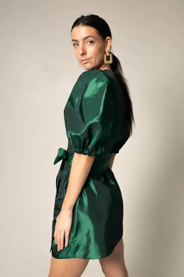Glimmer Green Wrap Dress Womens Elegant Wrap Dress - Image 5
