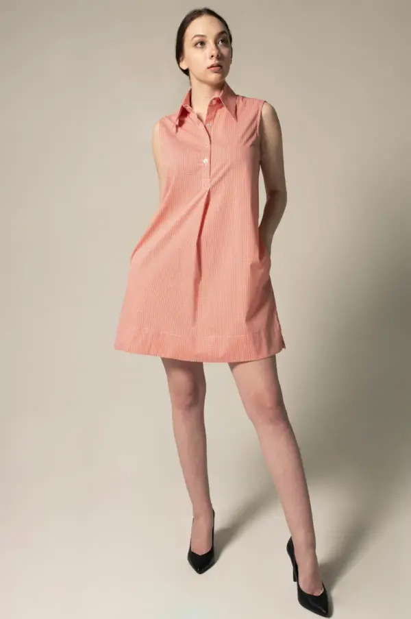 Italian Cotton Orange Sleeveless Dress Elegant Summer Wear - Image 2