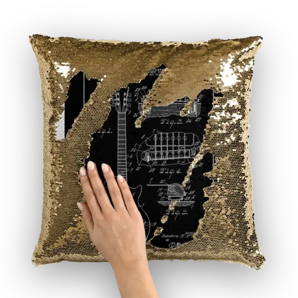 gibson les paul patent Sequin Cushion Cover