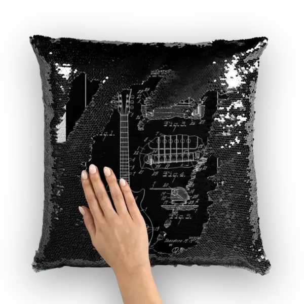 gibson les paul patent Sequin Cushion Cover - Image 2