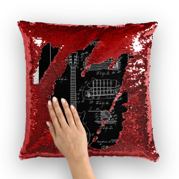gibson les paul patent Sequin Cushion Cover - Image 3
