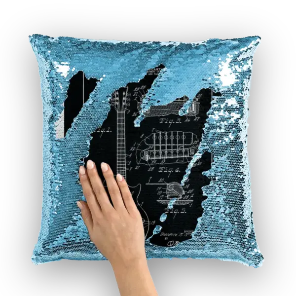 gibson les paul patent Sequin Cushion Cover - Image 4