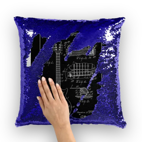 gibson les paul patent Sequin Cushion Cover - Image 5
