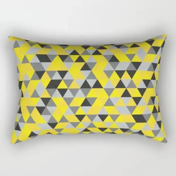 Gray & Yellow Triangle Rectangle Pillow