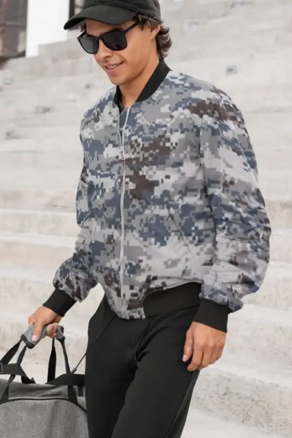 Grey Army Camofludge Bomber Jacket