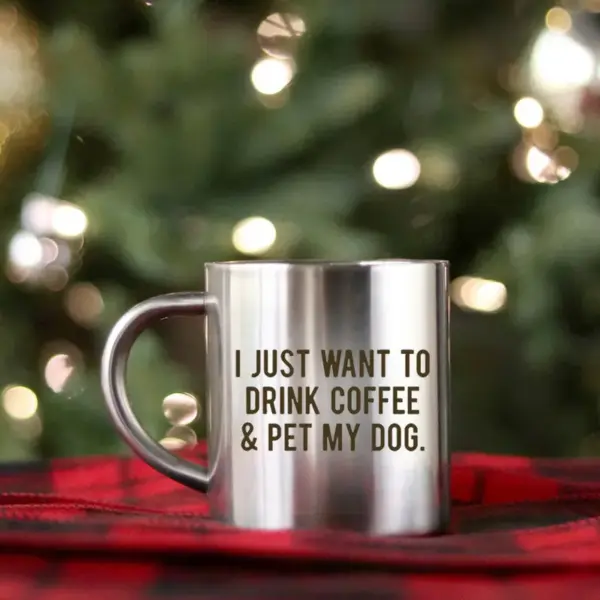 I Just Want To Drink Coffee And Pet My Dog Gold & Silver Mug - Image 2