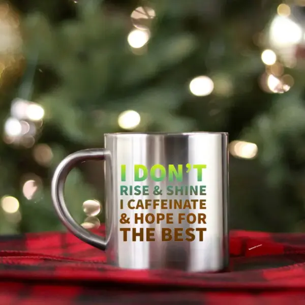 I Dont Rise And Shine I Caffeinate And Hope For The Best Gold & Silver Mug - Image 2