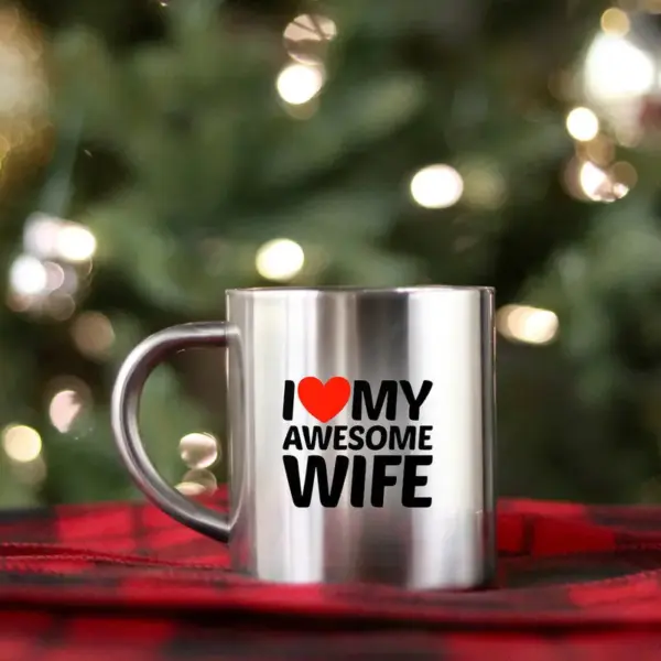 I Heart Love My Awesome Wife Gold & Silver Mug - Image 2