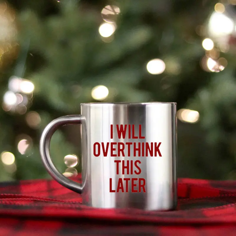 I Will Overthink This Later Funny Gold & Silver Mug - Image 2