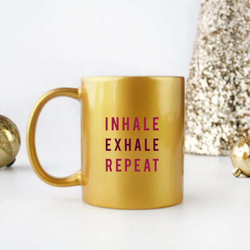 Inhale Exhale Repeat Gold & Silver Mug