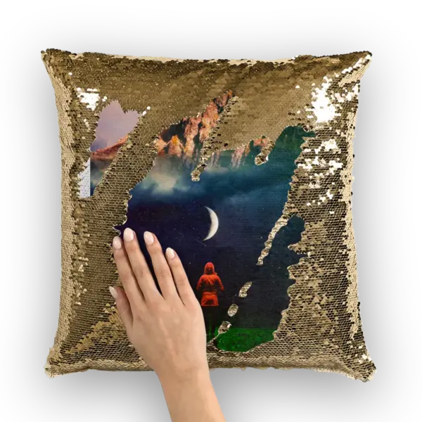Moon on Earth Sequin Cushion Cover