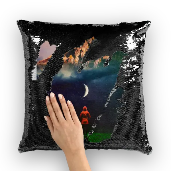 Moon on Earth Sequin Cushion Cover - Image 2