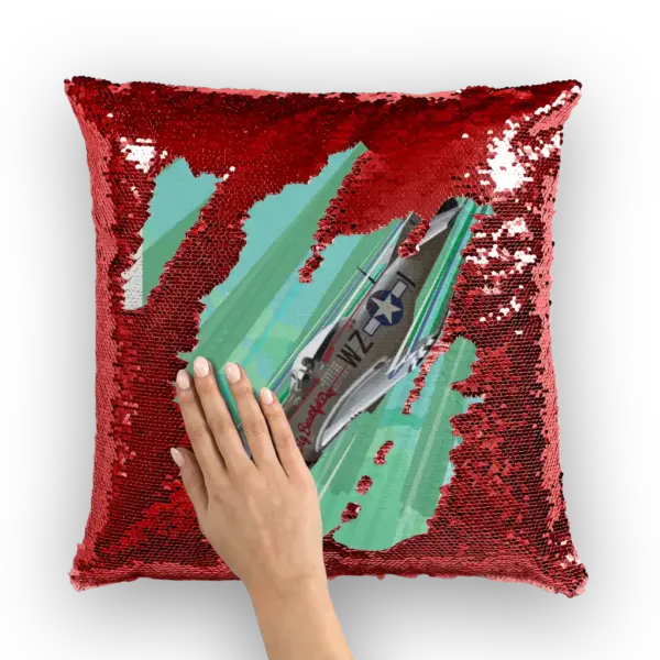 P-51 Mustang Pop Art Sequin Cushion Cover - Image 3