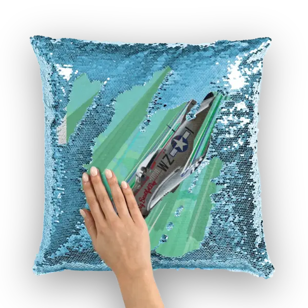 P-51 Mustang Pop Art Sequin Cushion Cover - Image 4