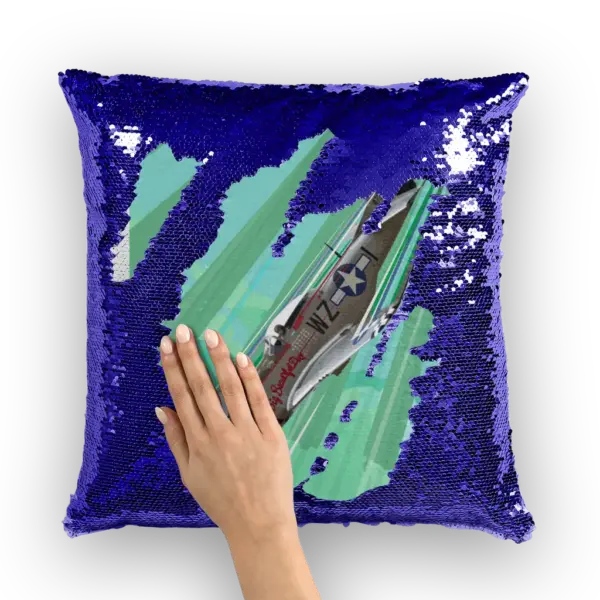 P-51 Mustang Pop Art Sequin Cushion Cover - Image 5
