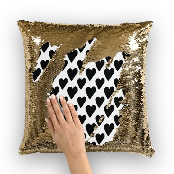 Small Hearts Sequin Cushion Cover