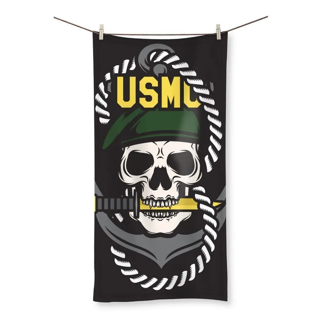 USMC Skull 1 Beach Towel