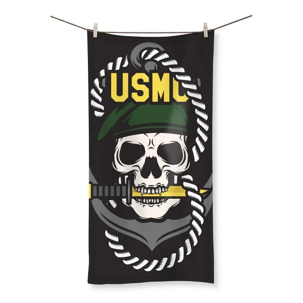 USMC Skull 1 Beach Towel - Image 2