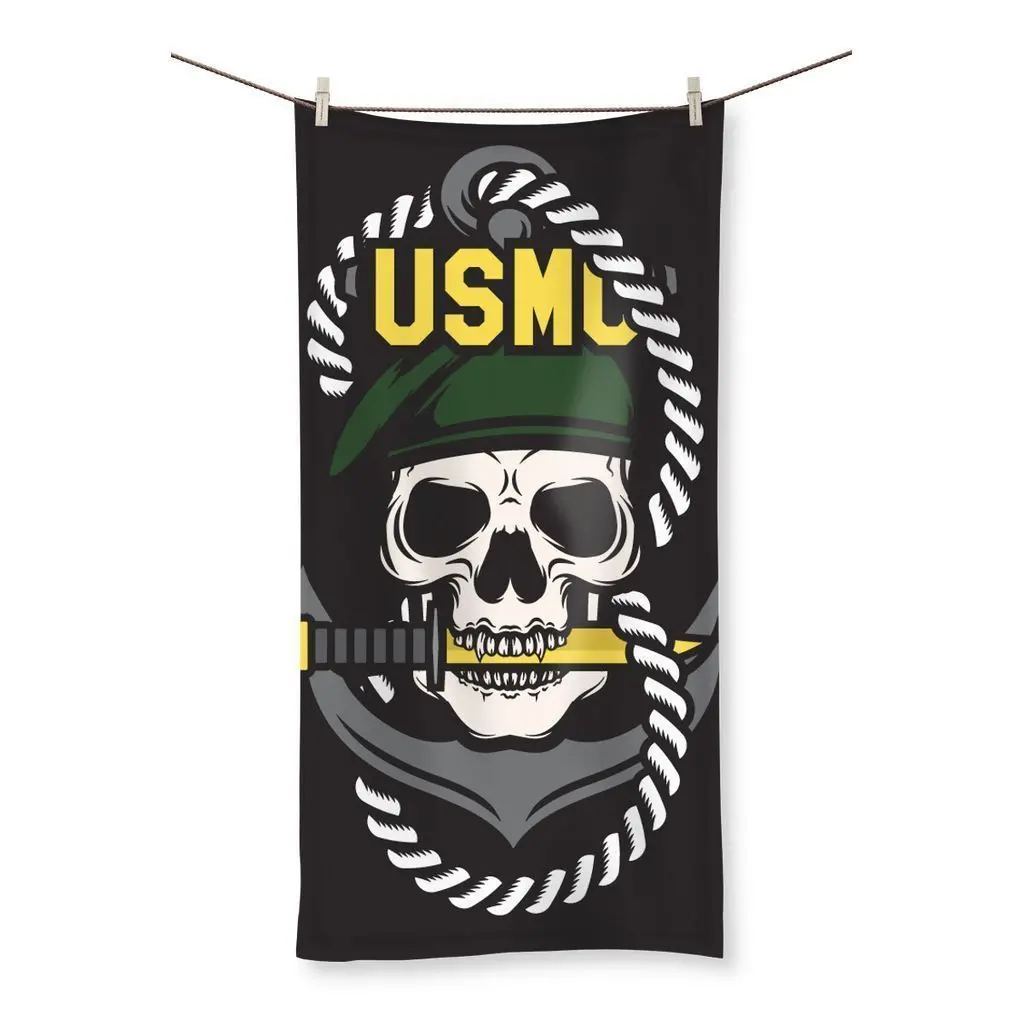 USMC Skull 1 Beach Towel - Image 3