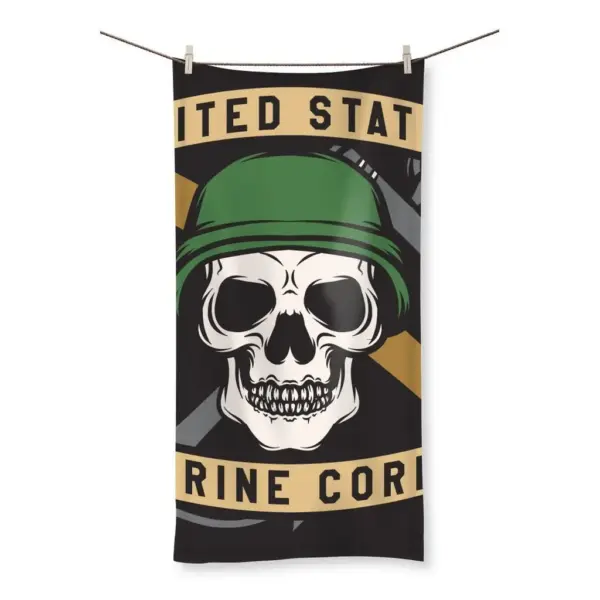USMC Skull 3 Beach Towel