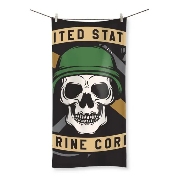 USMC Skull 3 Beach Towel - Image 2