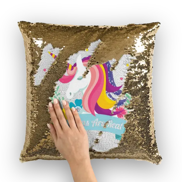 Unicorns Are Real Sequin Cushion Cover