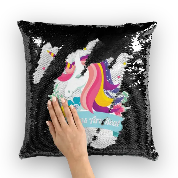 Unicorns Are Real Sequin Cushion Cover - Image 2
