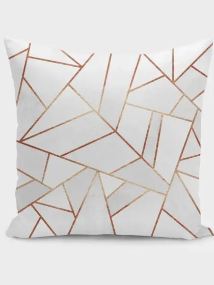 White Stone and Copper Lines Cushion/Pillow