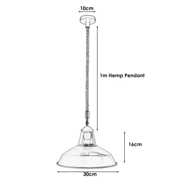 12" Industrial Barn Pendant Lights Hanging Rope Fixtures E26~1149 - Image 2