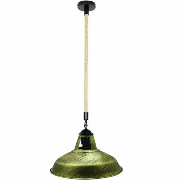 12" Industrial Barn Pendant Lights Hanging Rope Fixtures E26~1149 - Image 6