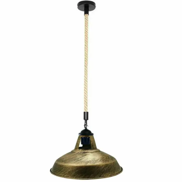 12" Industrial Barn Pendant Lights Hanging Rope Fixtures E26~1149 - Image 7