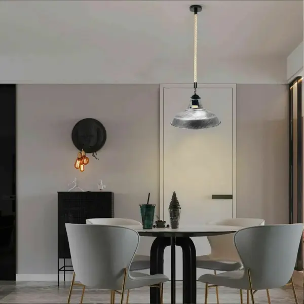 12" Industrial Barn Pendant Lights Hanging Rope Fixtures E26~1149 - Image 9