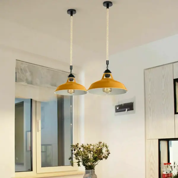 12" Industrial Barn Pendant Lights Hanging Rope Fixtures E26~1149 - Image 17