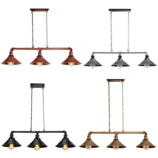 Industrial 3 Way Pendant Pipe Light Farmhouse Pipe Lighting Hanging Light Fixtures~1159 - Image 19