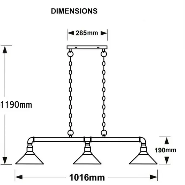 Industrial 3 Way Pendant Pipe Light Farmhouse Pipe Lighting Hanging Light Fixtures~1159 - Image 16