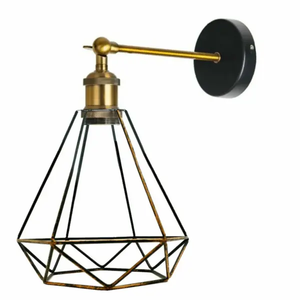 Industrial Wall Sconce Geometric Cage Light Home Living Room Bedside Wall Lamp~1172 - Image 4