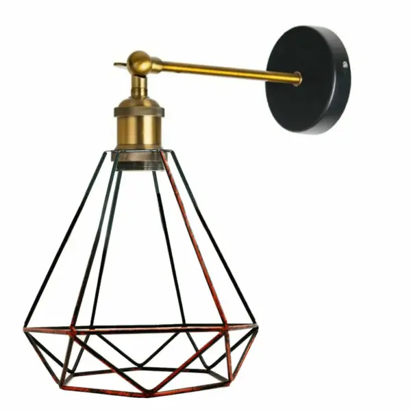 Industrial Wall Sconce Geometric Cage Light Home Living Room Bedside Wall Lamp~1172 - Image 5