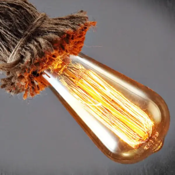 Industrial Hemp Rope Pendant lighting Edison E26 Socket Rope Lighting Farmhouse Lamp~1235 - Image 7
