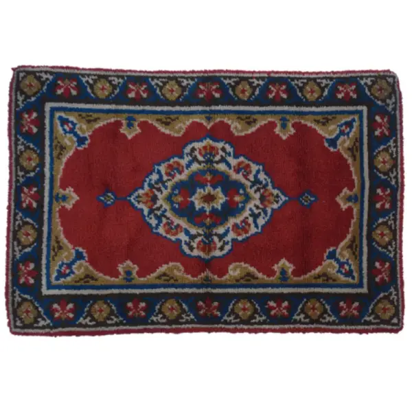 Vintage Bulgarian Rose Woolen Kilim Rug - Image 2