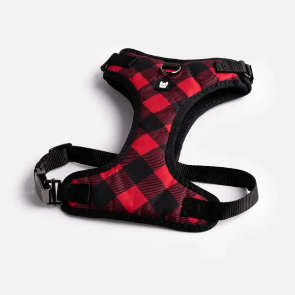 Red Plaid Poplin Dog Harness Adjustable, Secure & Stylish - Image 2