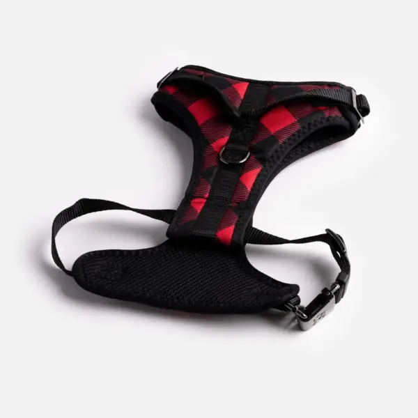 Red Plaid Poplin Dog Harness Adjustable, Secure & Stylish - Image 4