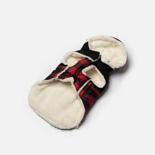 Marley Dog Jacket Red | Cozy Winter Coat with Removable Hood & Sherpa Lining - Image 3