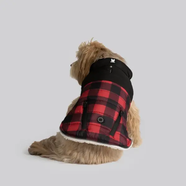 Marley Dog Jacket Red | Cozy Winter Coat with Removable Hood & Sherpa Lining - Image 4