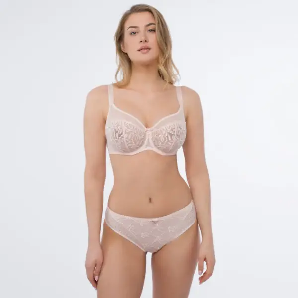 Sheer Mesh Embroidered Full Coverage Bra Donna - Image 3
