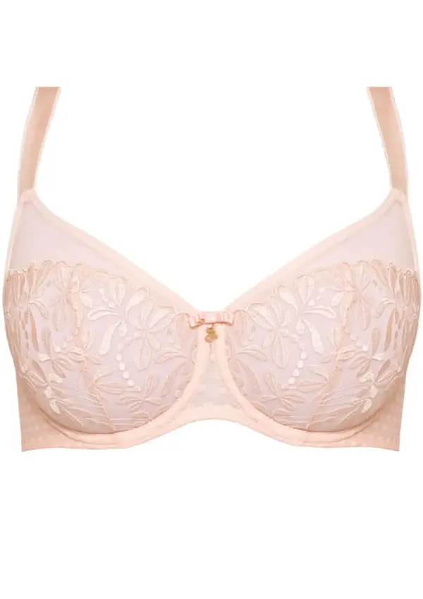 Sheer Mesh Embroidered Full Coverage Bra Donna - Image 6