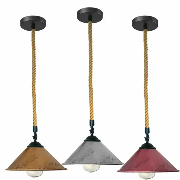Cone Shade Hanging Rope Lamps ~1114 - Image 2