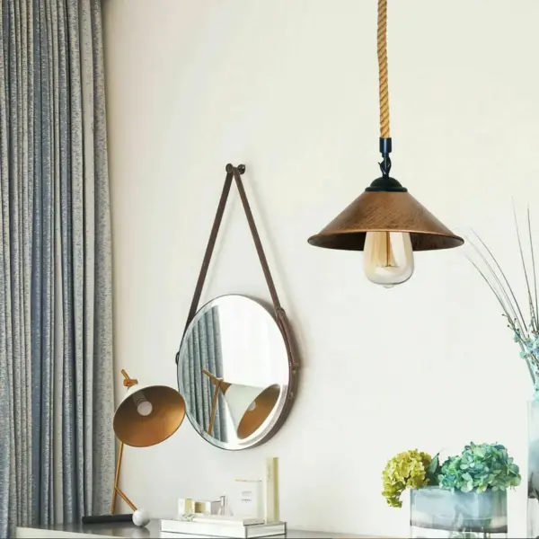 Cone Shade Hanging Rope Lamps ~1114 - Image 5