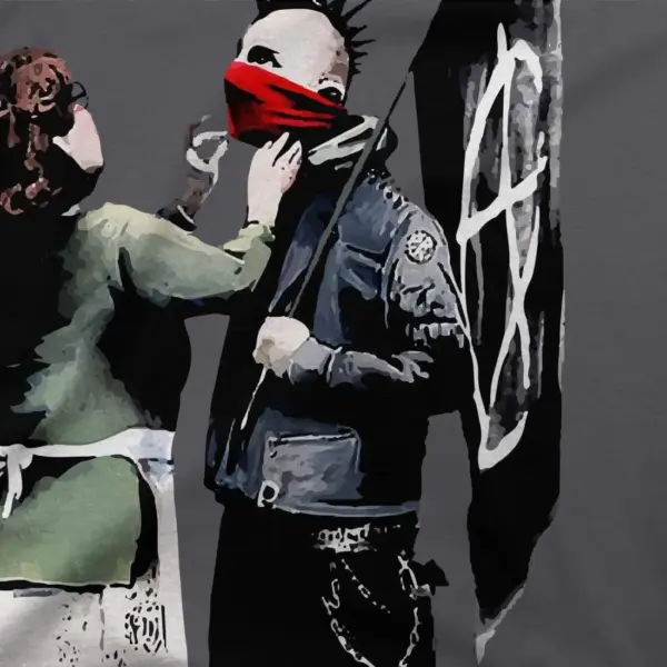 Banksy Anarchist Punk And His Mother Artwork T-Shirt - Image 4