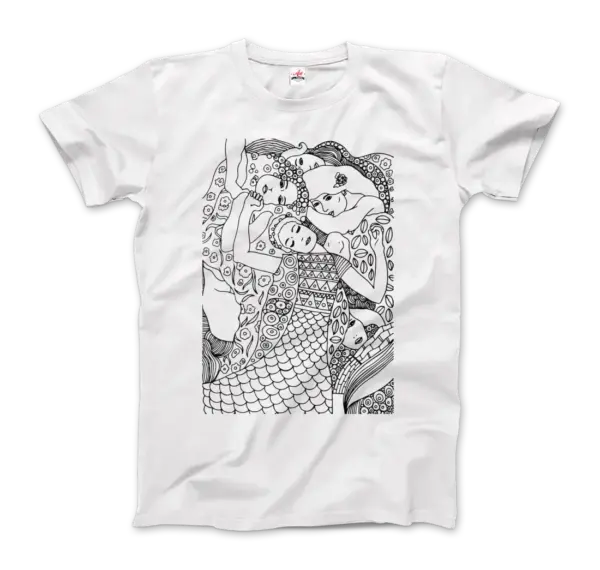 Gustav Klimt The Virgin (Maiden) 1913 Sketch T-Shirt - Image 2
