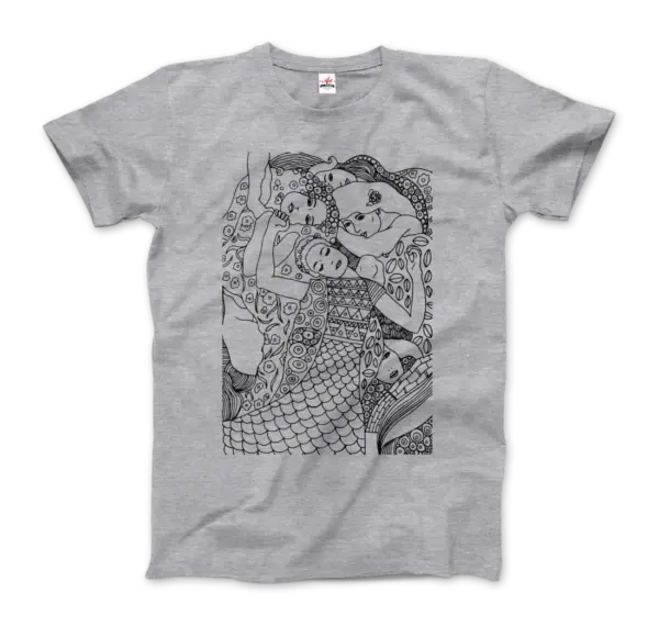 Gustav Klimt The Virgin (Maiden) 1913 Sketch T-Shirt - Image 3